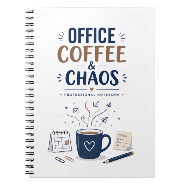 Office Coffee & Chaos Professional Notebook Journa Anteckningsbok (Framsidan)