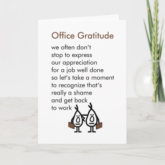 Office Gratitude - en rolig Office Tack-Dikt Tack Kort (Framsida)