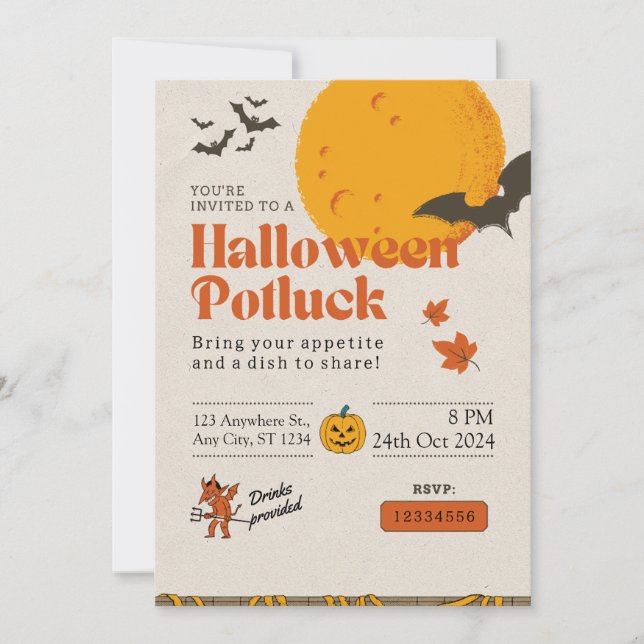 Office-inbjudan till Halloween Potluck Party Vuxen Inbjudningar (Framsida)
