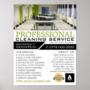 Office-inställning, Städning servicereklam Poster