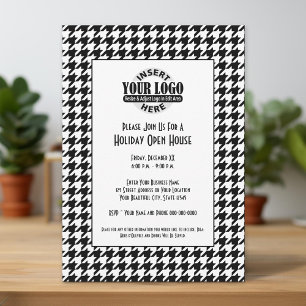 Office Julfest Black White Houndstooth-Logotyp Inbjudningar