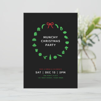 Office julfest | Festlig mat-ikon krans Inbjudningar