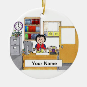 Office - kvinnlig julgransprydnad keramik