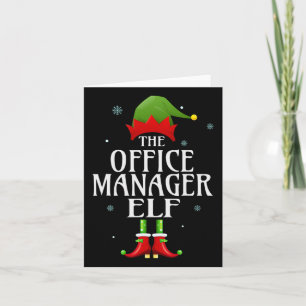 Office Manager Elf Julafton Matching Family Group Kort