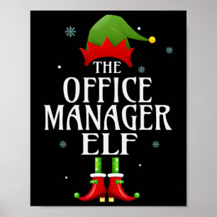 Office Manager Elf Julafton Matching Family Group Poster