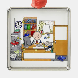 Office - Messy, Male Julgransprydnad Metall