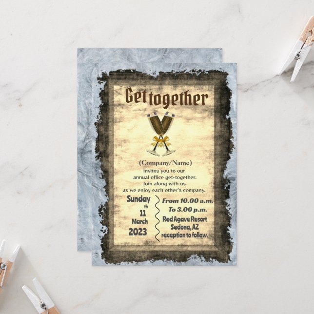 Office Party Inbjudningar (Fram/Back In Situ)