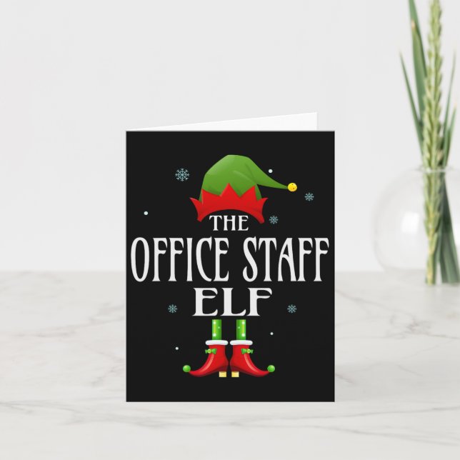Office Personal Elf Julafton Matching Family Group Kort (Framsida)