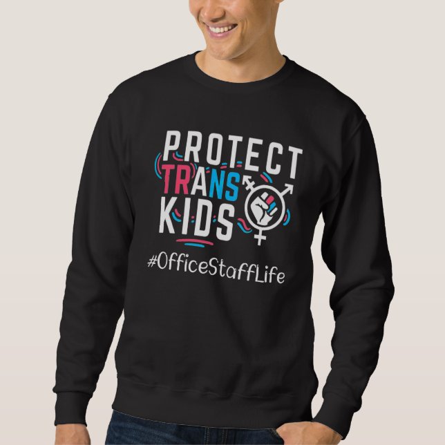 Office Personal Protect Trans Kids Transgender Lgb Lång Ärmad Tröja (Framsida)