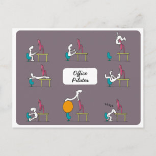 Office Pilates vykort, brunt Vykort