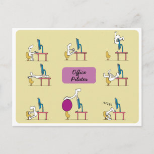 Office Pilates vykort, gult Vykort