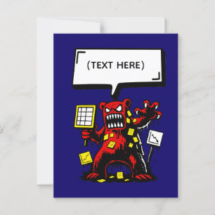 Office Rage Bear - Anpassade Text Vykort