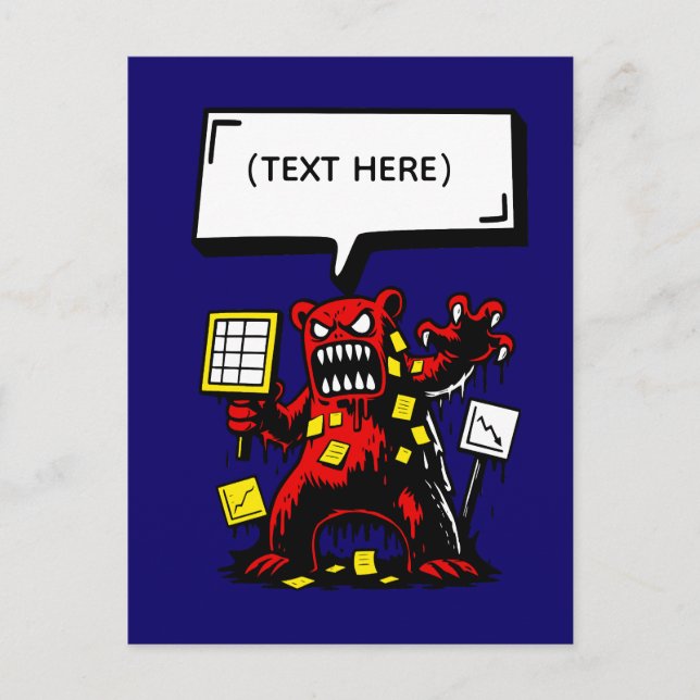 Office Rage Bear - Anpassade Text Vykort (Framsida)