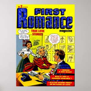 Office Romantik Dam i Tecknader i Röda Vintagen Poster