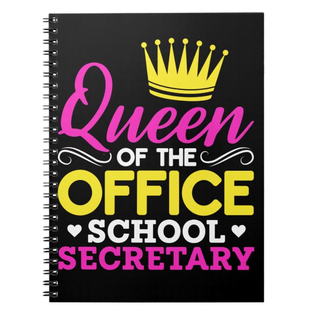 Office School Secretary Queen Women Anteckningsbok (Framsidan)