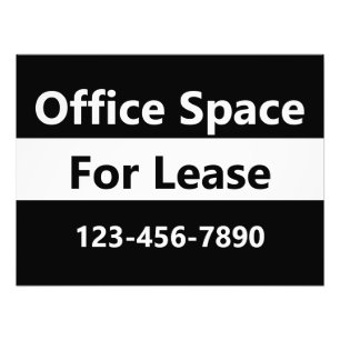 Office Space for Lease Black and White Window Sign Fototryck