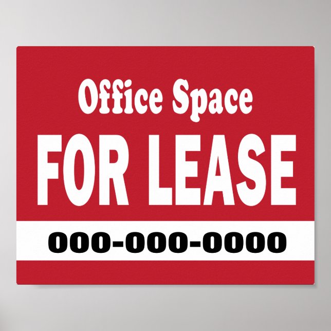 Office Space för Leasing på röd med mobilt nummer Poster (Framsidan)