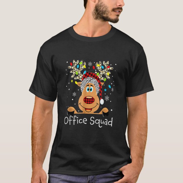 Office Squad Reindeer Funny Teacher jul Julafton T Shirt (Framsida)