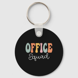 Office Squad Retro Groovy Vintage Lycklig första d Nyckelring