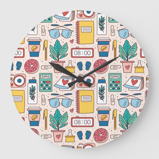 Office Stationery: Quirky Seamless Struktur Stor Klocka (Framsida)