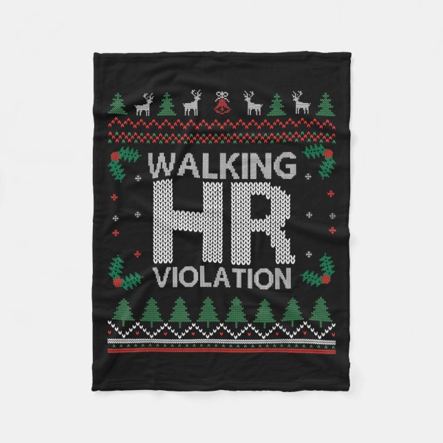 Office Ugly Christmas Funny Walking Hr Violation W Fleecefilt (Framsidan)