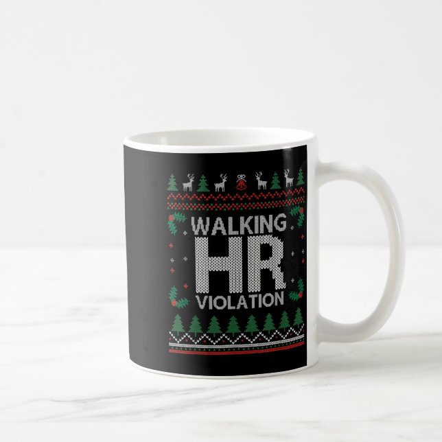 Office Ugly Christmas Funny Walking Hr Violation W Kaffemugg (Höger)