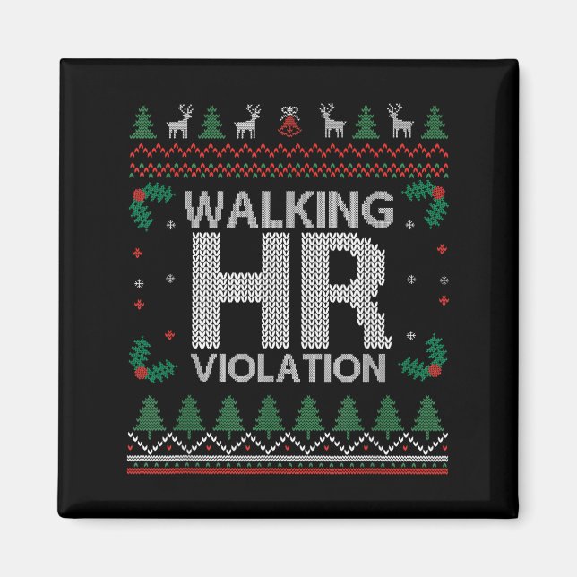 Office Ugly Christmas Funny Walking Hr Violation W Magnet (Framsidan)