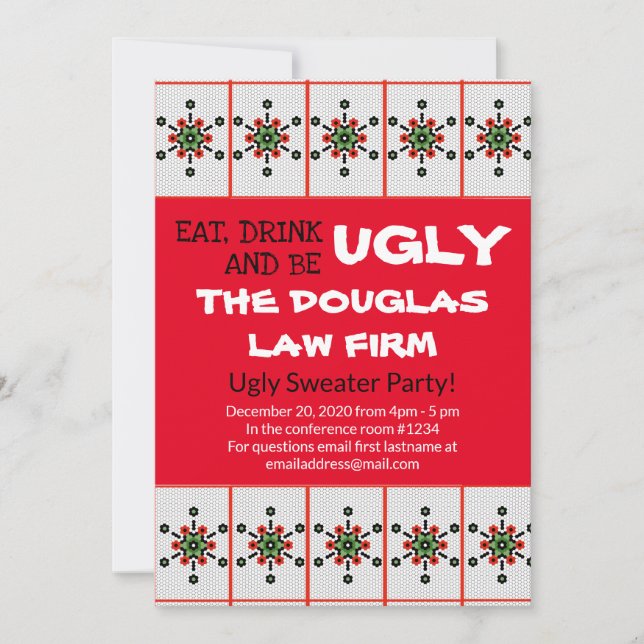 Office Ugly Sweater Party Work Helgdag Event Inbjudningar (Framsida)