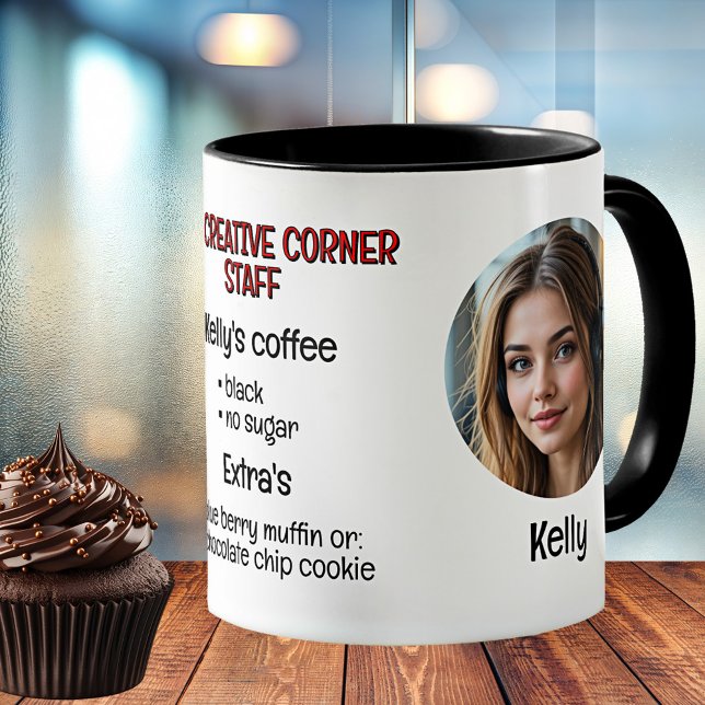 Office Worker Personlig Photo Kaffemugg (Office mug with a photo and description of their favorite coffee - one for every member of the team)