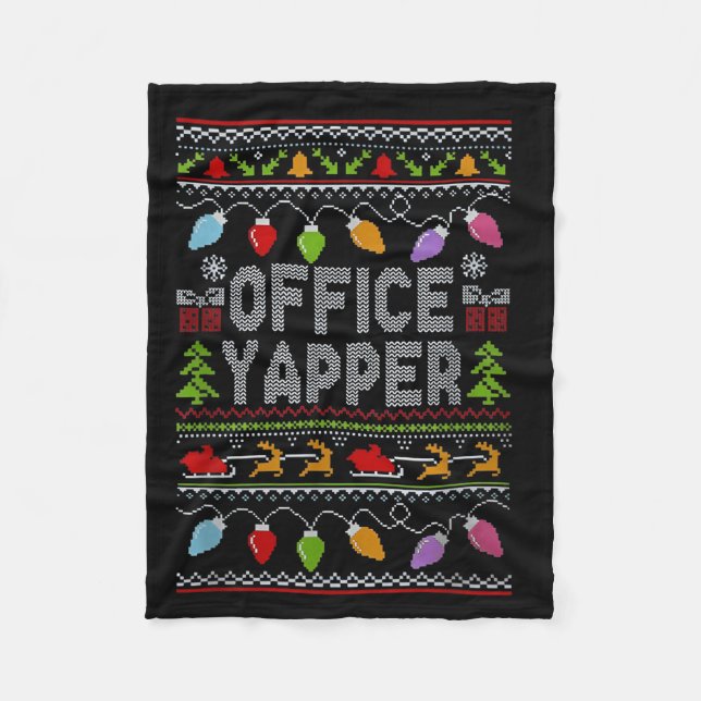 Office Yapper Ugly Sweater Christmas  Fleecefilt (Framsidan)