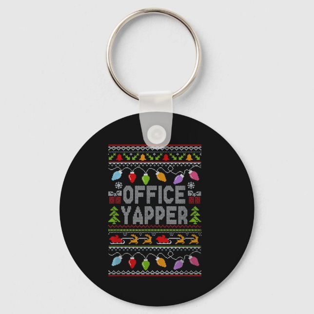 Office Yapper Ugly Sweater Christmas  Nyckelring (Framsida)