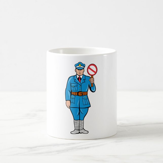 Officer som håller ett stopptecken Mugg (Skapare uppladdad)