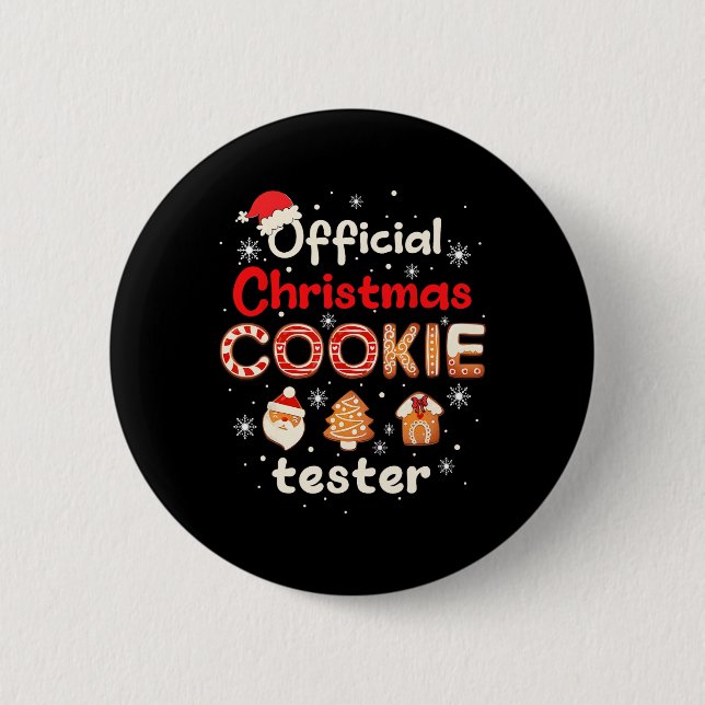 Official Christmas Cookie Tester Taster King Crew  Knapp (Framsida)
