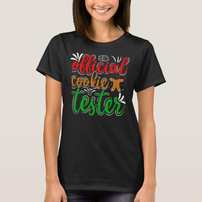 Official Cookie Tester – Cute Christmas Baking Tee (Framsida)