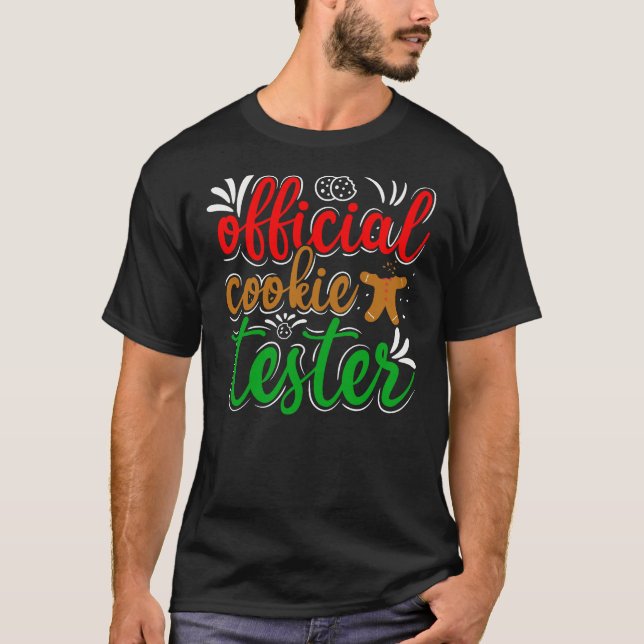 Official Cookie Tester – Cute Christmas Baking Tee (Framsida)