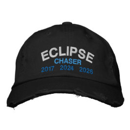 Official Eclipse Chaser Fun Saying Black Broderad Keps