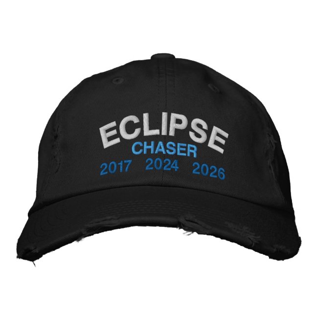 Official Eclipse Chaser Fun Saying Black Broderad Keps (Framsida)