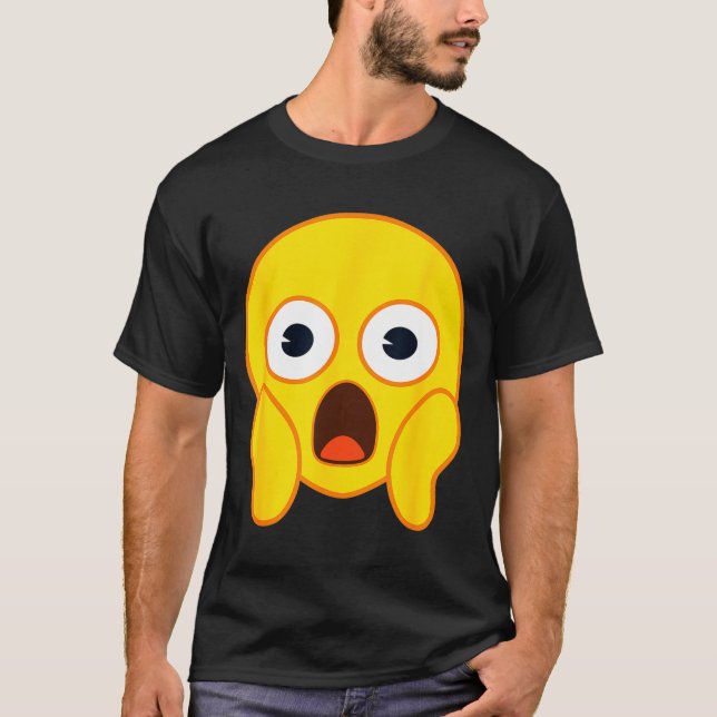 Official Emoji Fear Scream Yellow Smile Face Hallo T Shirt (Framsida)