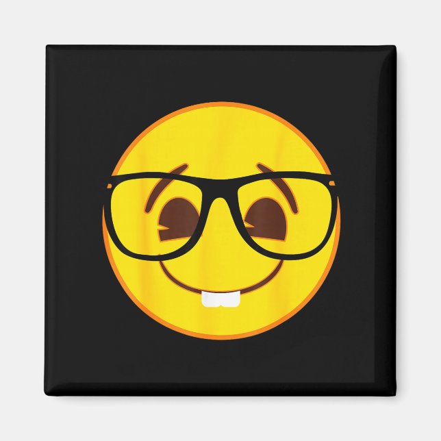 Official Emoji Nerd Gles Yellow Smile Face  Magnet (Framsidan)