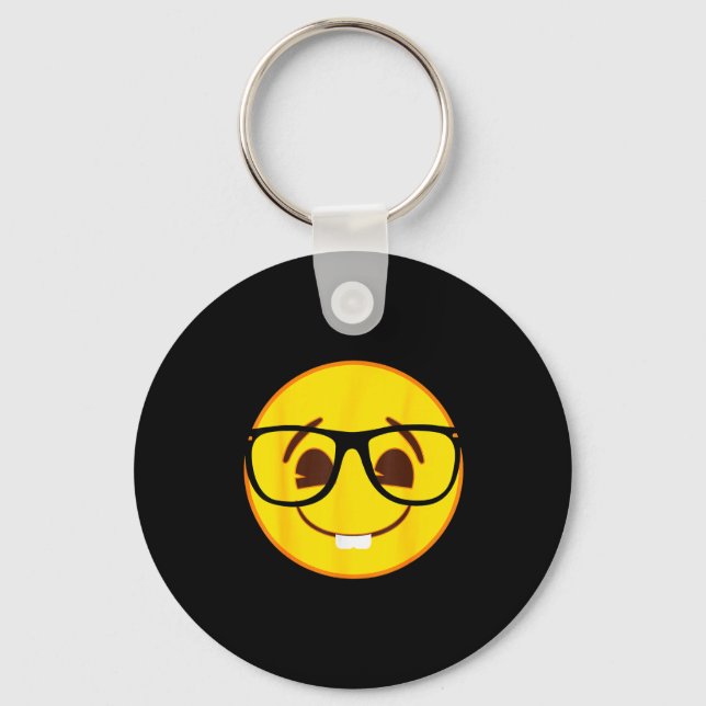 Official Emoji Nerd Gles Yellow Smile Face  Nyckelring (Framsida)