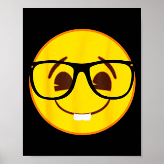 Official Emoji Nerd Gles Yellow Smile Face  Poster