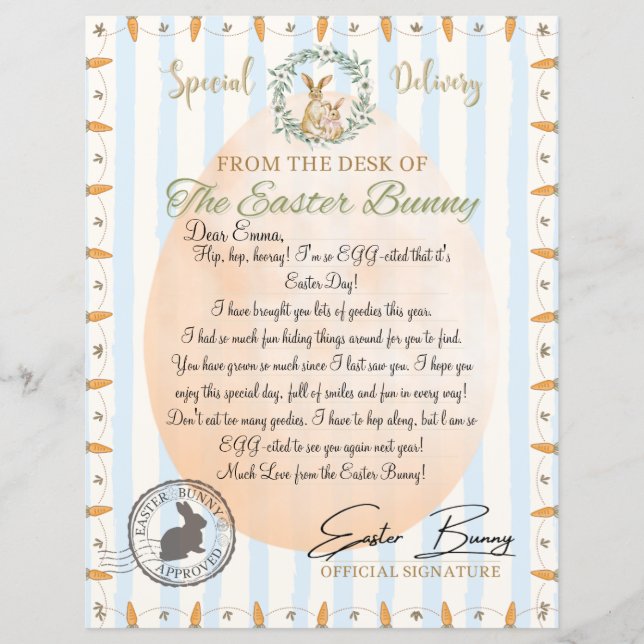 Official Letter from the Easter Bunny (Blue) (Framsida)