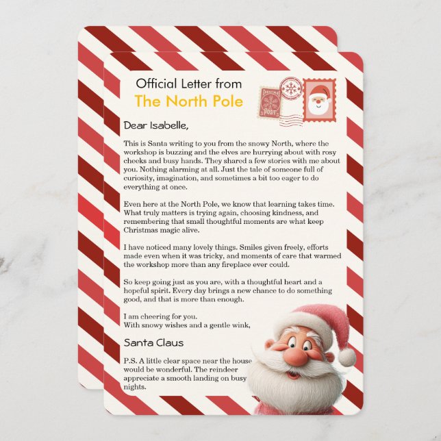 Official Letter from the North Pole for Kids Julkort (Fram/baksida)