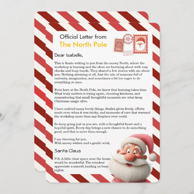 Official Letter from the North Pole for Kids Julkort (Fram/baksida)