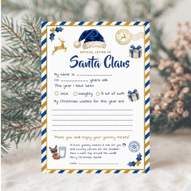 Official Letter to Santa Claus | Blue Gold Kids Julkort (Skapare uppladdad)