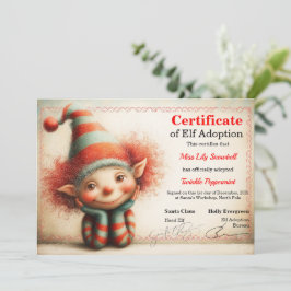 Official North Pole Elf Adoption Certificate Inbjudningar