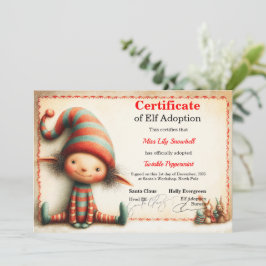 Official North Pole Elf Adoption Certificate Inbjudningar