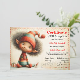 Official North Pole Elf Adoption Certificate Inbjudningar