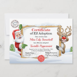 Official North Pole Elf Adoption Certificate  Inbjudningar