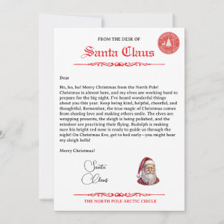 Official North Pole Santa Claus Letter Kort